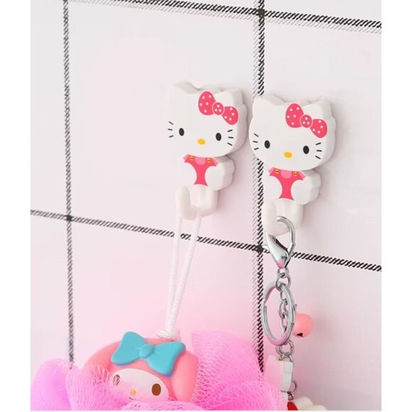 Hello Kitty Decorative Adhesive Wall Hooks Multi-Function Hangers Doors Storage - Picture 2 of 2
